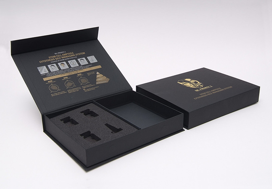 Book Style paper cardboard boxes Cosmetic Packaging Boxes Recyclable Black Color