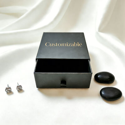 Buen precio Elegante caja de papel para joyería con cajón, forro de terciopelo y compartimentos divididos para anillos, pendientes y collares en línea