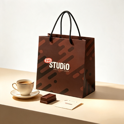 Buen precio Bolsas de regalo recicladas Bolsas de papel plegables con impresión CMYK a todo color y asas de cuerda duraderas para regalos y conjuntos de regalos en línea
