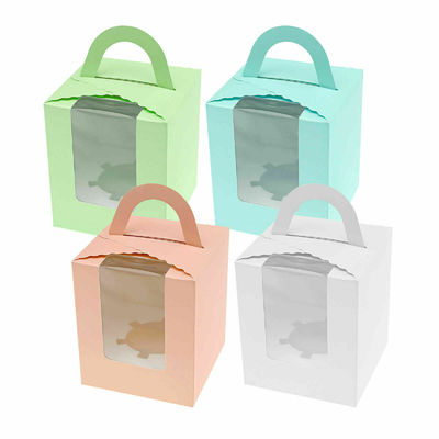 Buen precio Solas cajas del postre de la cartulina del mollete de la magdalena con la caja de regalo clara de la ventana en línea