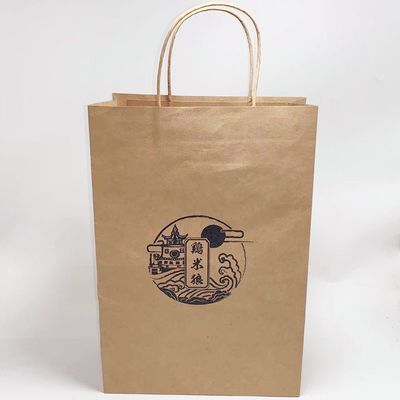 Buen precio Plegable lleve las bolsas de papel impresas aduana de la bolsa de papel de Kraft de la comida con las manijas en línea