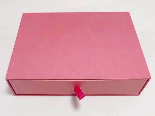 Buen precio Caja de cartón dura modificada para requisitos particulares de la caja de regalo del papel hecho a mano con color rosado de los cajones en línea