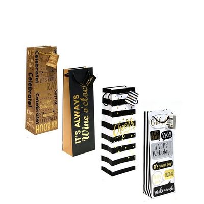 Buen precio Las cajas de embalaje impresas del regalo de la botella llevan los bolsos de papel de empaquetado del vino durables en línea