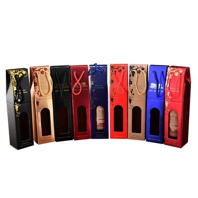 Buen precio Impresión de oro de empaquetado de la hoja del bolso de vino de la botella del regalo de la botella de encargo colorida del bolso en línea