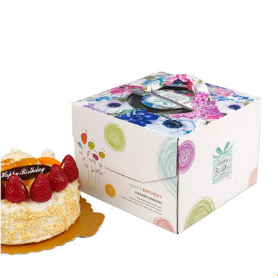 Buen precio La magdalena de la cartulina encajona la caja de torta de cumpleaños con el material de Curragated de la manija en línea
